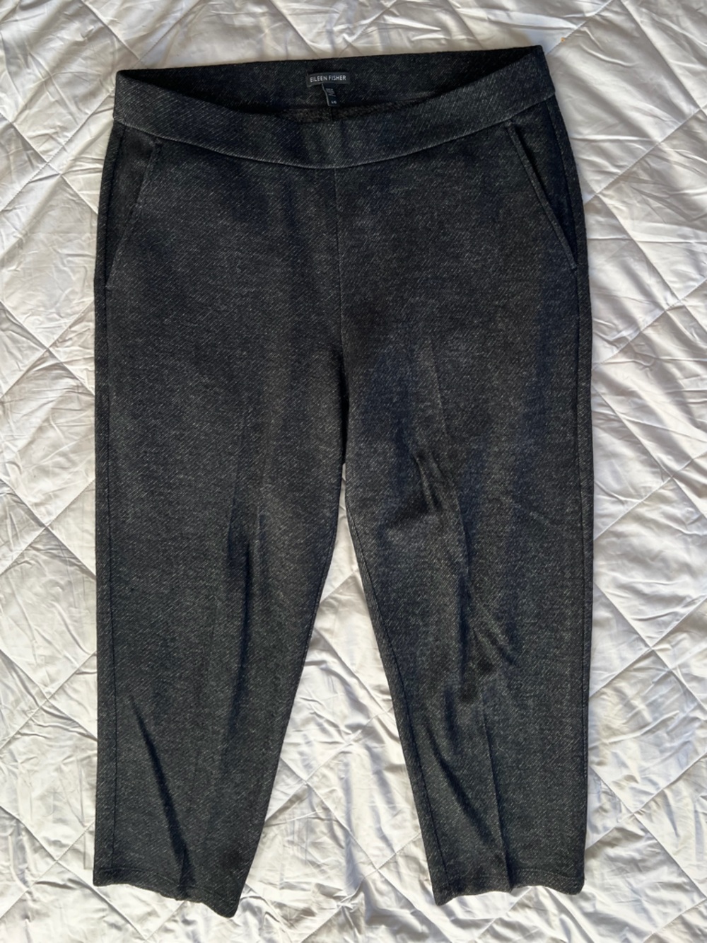 Eileen Fisher Women’s Dark Charcoal Knit Pull-On Textured Pants